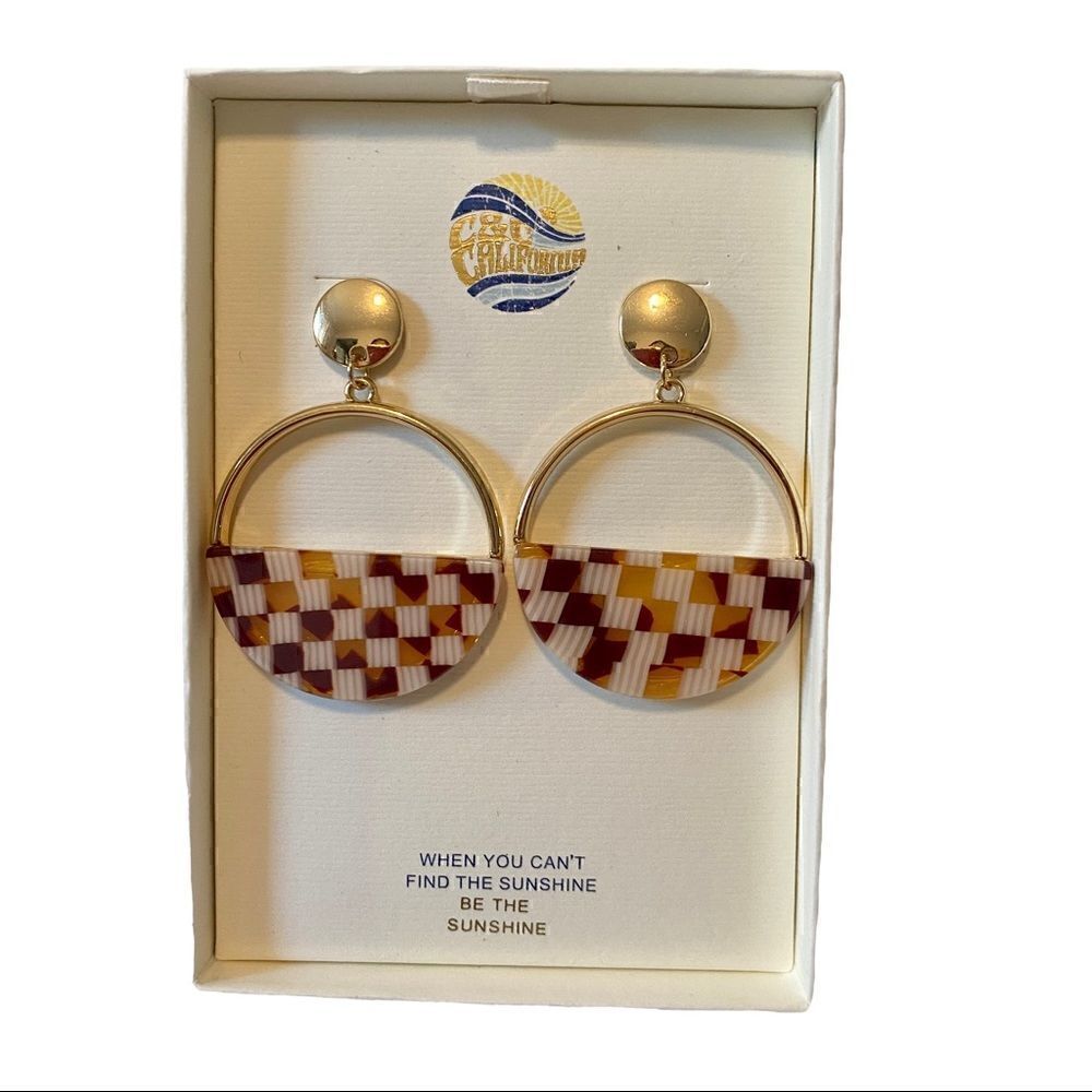 C&C California Shiny Gold Half Hoop Earrings.